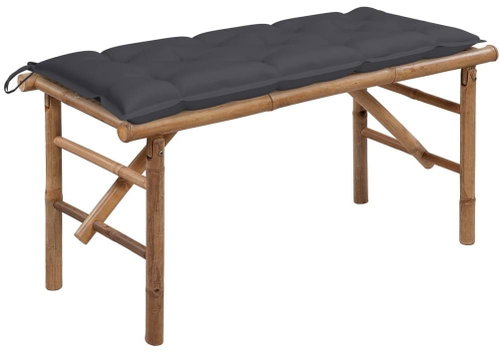 Skládací zahradní lavice s poduškou 118 cm bambus, 3063864 - Zahradní lavice - Main image