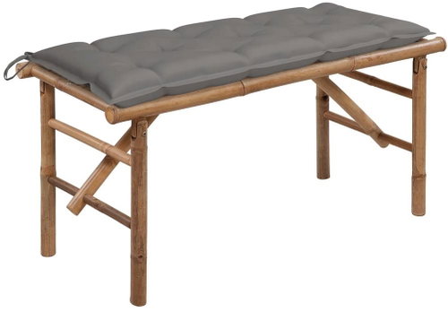 Skládací zahradní lavice s poduškou 118 cm bambus, 3063865 - Zahradní lavice - Main image