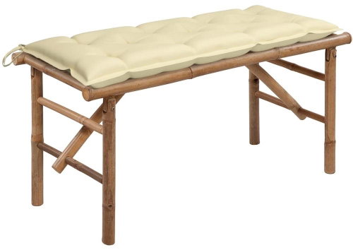 Skládací zahradní lavice s poduškou 118 cm bambus, 3063866 - Zahradní lavice - Main image
