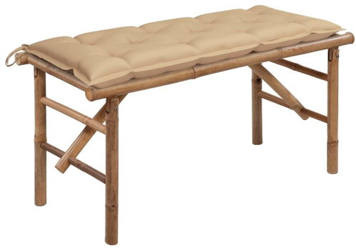 Skládací zahradní lavice s poduškou 118 cm bambus, 3063867 - Zahradní lavice - Main image