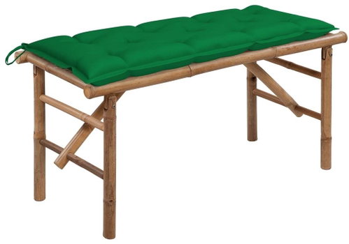 Skládací zahradní lavice s poduškou 118 cm bambus, 3063869 - Zahradní lavice - Main image