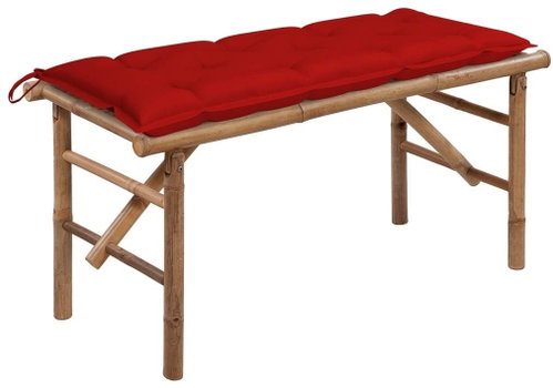 Skládací zahradní lavice s poduškou 118 cm bambus, 3063870 - Zahradní lavice - Main image