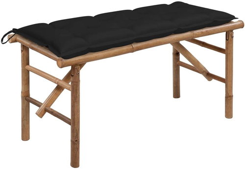 Skládací zahradní lavice s poduškou 118 cm bambus, 3063871 - Zahradní lavice - Main image