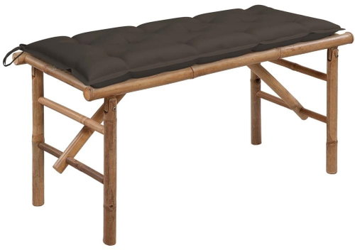 Skládací zahradní lavice s poduškou 118 cm bambus, 3063872 - Zahradní lavice - Main image