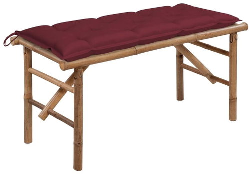 Skládací zahradní lavice s poduškou 118 cm bambus, 3063873 - Zahradní lavice - Main image