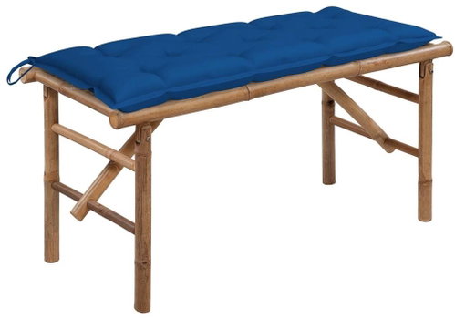 Skládací zahradní lavice s poduškou 118 cm bambus, 3063874 - Zahradní lavice - Main image