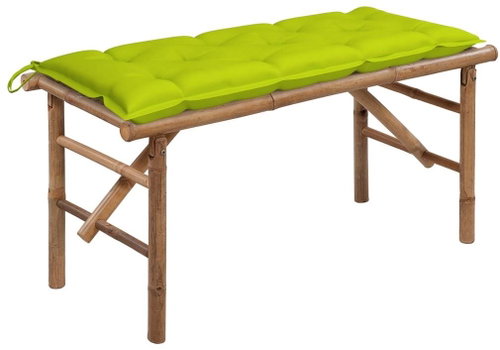 Skládací zahradní lavice s poduškou 118 cm bambus, 3063875 - Zahradní lavice - Main image