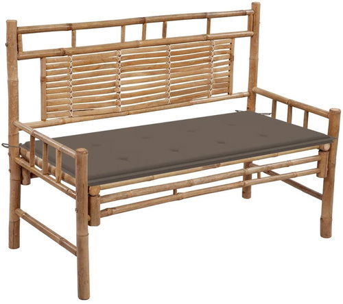 Zahradní lavice s poduškou 120 cm bambus, 3063884 - Zahradní lavice - Main image