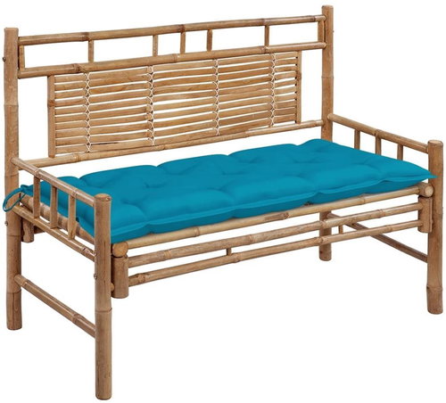 Zahradní lavice s poduškou 120 cm bambus, 3063895 - Zahradní lavice - Main image