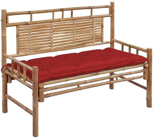 Zahradní lavice s poduškou 120 cm bambus, 3063897 - Zahradní lavice - Hlavný obrázok
