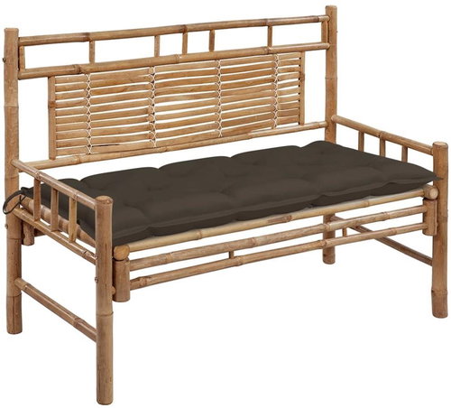 Zahradní lavice s poduškou 120 cm bambus, 3063899 - Zahradní lavice - Main image
