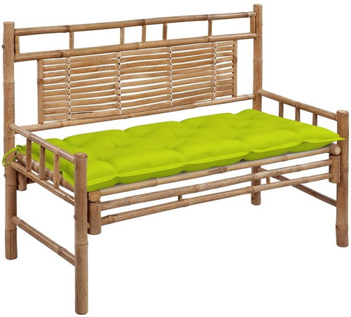 Zahradní lavice s poduškou 120 cm bambus, 3063902 - Zahradní lavice - Main image