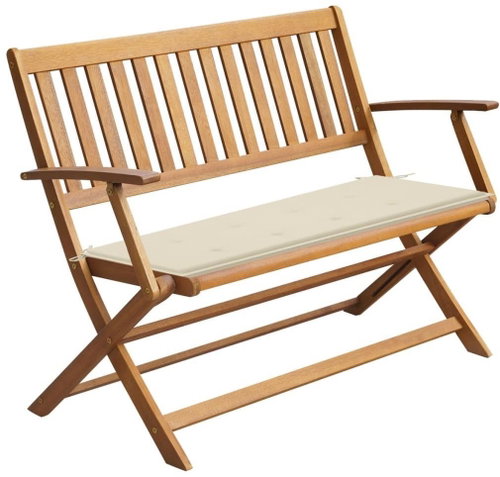 Zahradní lavice s poduškou 120 cm masivní akáciové dřevo, 3064241 - Zahradní lavice - Main image