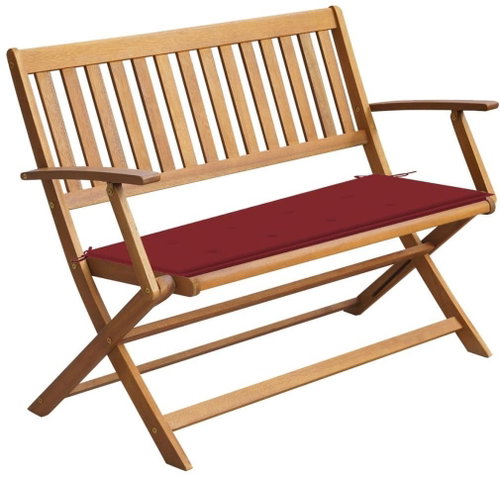 Zahradní lavice s poduškou 120 cm masivní akáciové dřevo, 3064248 - Zahradní lavice - Main image