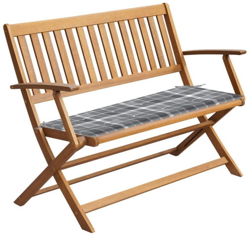 Zahradní lavice s poduškou 120 cm masivní akáciové dřevo, 3064253 - Zahradní lavice - Main image