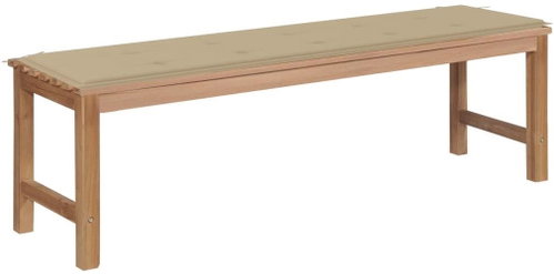 Zahradní lavice s béžovou poduškou 150 cm masivní teak, 3062841 - Zahradní lavice - Main image