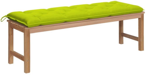 Zahradní lavice s jasně zelenou poduškou 150 cm masivní teak, 3062864 - Zahradní lavice - Main image