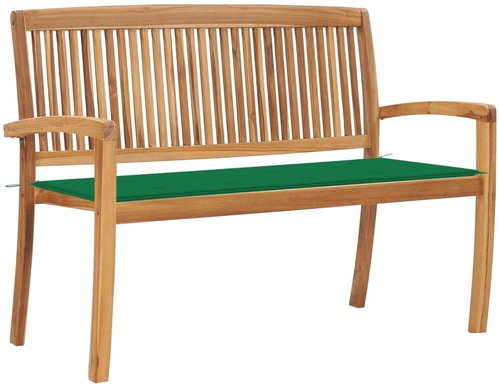 Stohovatelná zahradní lavice s poduškou 128,5 cm masivní teak, 3063284 - Zahradní lavice - Main image