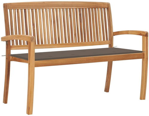 Stohovatelná zahradní lavice s poduškou 128,5 cm masivní teak, 3063287 - Zahradní lavice - Main image