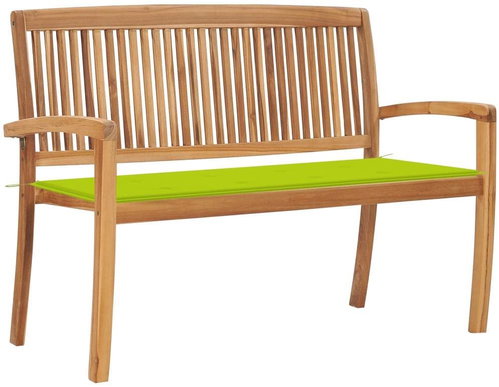 Stohovatelná zahradní lavice s poduškou 128,5 cm masivní teak, 3063290 - Zahradní lavice - Main image