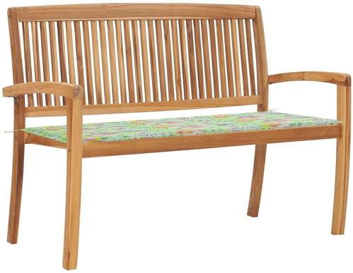 Stohovatelná zahradní lavice s poduškou 128,5 cm masivní teak, 3063291 - Zahradní lavice - Main image