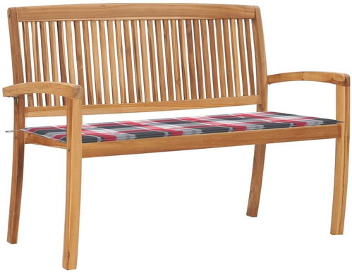 Stohovatelná zahradní lavice s poduškou 128,5 cm masivní teak, 3063292 - Zahradní lavice - Main image