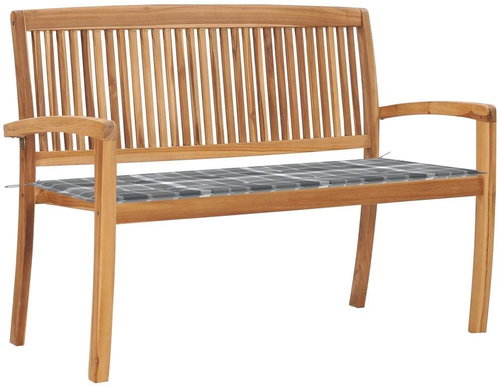 Stohovatelná zahradní lavice s poduškou 128,5 cm masivní teak, 3063293 - Zahradní lavice - Main image