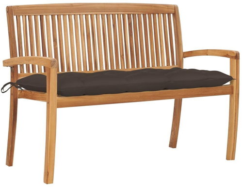 Stohovatelná zahradní lavice s poduškou 128,5 cm masivní teak, 3063302 - Zahradní lavice - Main image