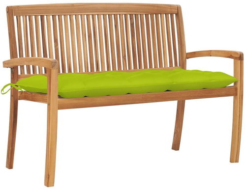 Stohovatelná zahradní lavice s poduškou 128,5 cm masivní teak, 3063305 - Zahradní lavice - Main image