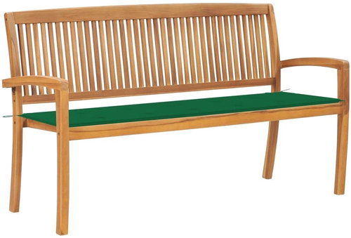 Stohovatelná zahradní lavice s poduškou 159 cm masivní teak, 3063311 - Zahradní lavice - Main image