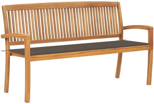 Stohovatelná zahradní lavice s poduškou 159 cm masivní teak, 3063314 - Zahradní lavice - Main image