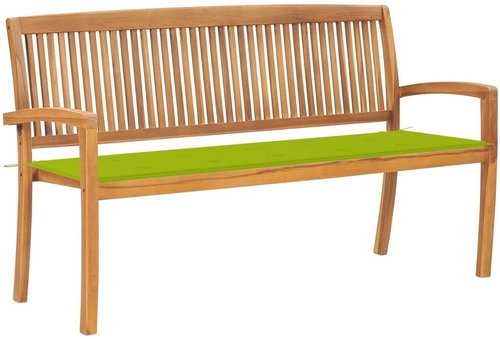 Stohovatelná zahradní lavice s poduškou 159 cm masivní teak, 3063317 - Zahradní lavice - Main image