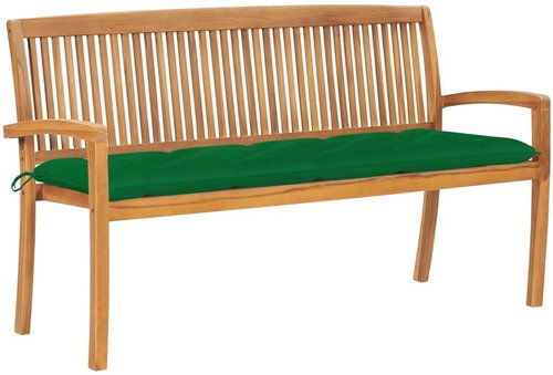 Stohovatelná zahradní lavice s poduškou 159 cm masivní teak, 3063326 - Zahradní lavice - Main image