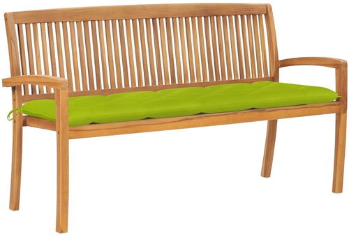Stohovatelná zahradní lavice s poduškou 159 cm masivní teak, 3063332 - Zahradní lavice - Main image