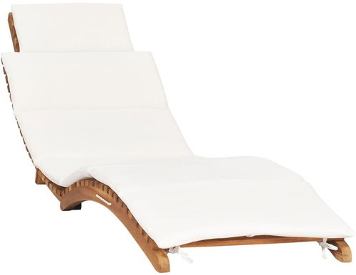 Skládací zahradní lehátko krémově bílé podušky masivní teak, 310667 - Zahradní lehátko - Main image