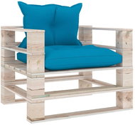 Zahradní pohovka z palet s modrými poduškami borové dřevo, 3066045 - Zahradní pohovka
