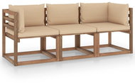 Zahradní 3místná pohovka z palet s béžovými poduškami borovice, 3067287 - Zahradní pohovka