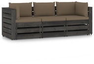 3místná zahradní pohovka s poduškami šedě impregnované dřevo, 3068176 - Zahradní pohovka