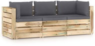 3místná zahradní pohovka s poduškami zeleně impregnované dřevo, 3074555 - Zahradní pohovka