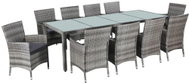 11-piece garden dining set with cushions polyrattan grey, 43957 - Garden Furniture