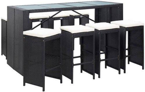 9dílný zahradní barový set polyratan černý, 49569 - Zahradní nábytek - Main image