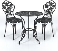 3-piece bistro set cast aluminium black, 317739 - Garden Furniture