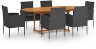 7-piece garden dining set polyrattan black, 3070776 - Garden Furniture