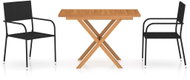 3-piece garden dining set polyrattan and acacia wood black, 3059463 - Garden Furniture