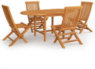 5-piece garden dining set solid teak wood, 3059585 - Garden Furniture