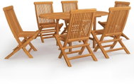 7-piece garden dining set solid teak wood, 3059586 - Garden Furniture