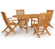 5-piece garden dining set solid teak wood, 3059587 - Garden Furniture