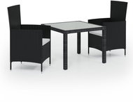 3-piece garden dining set with cushions polyrattan black, 3094825 - Garden Furniture