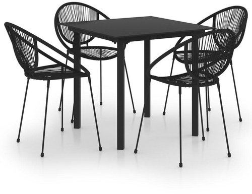 5-piece garden dining set PVC rattan black, 3060226 - Garden Furniture - Main image