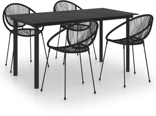 5-piece garden dining set PVC rattan black, 3060227 - Garden Furniture - Main image